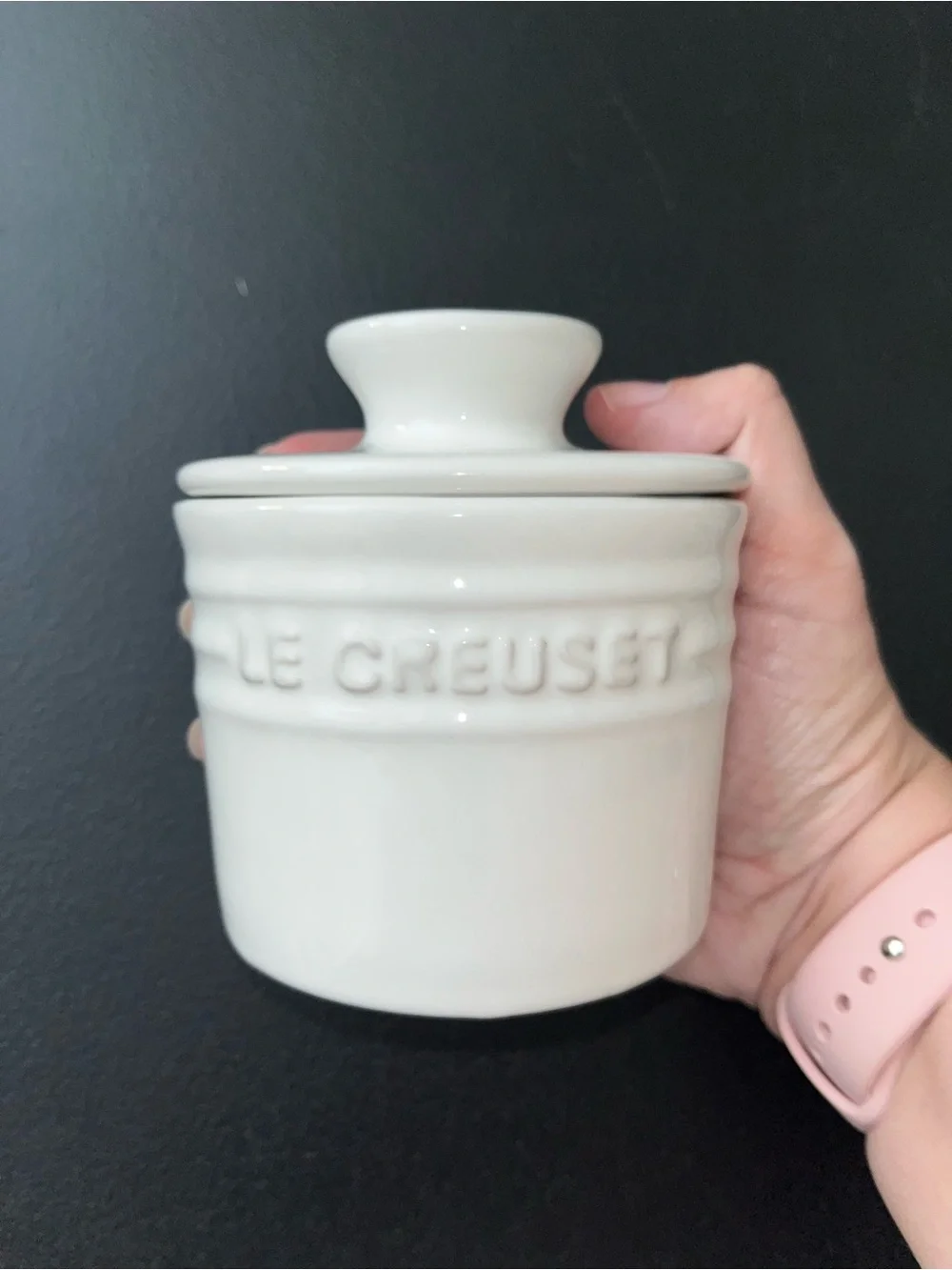 Le Creuset white butter crock
